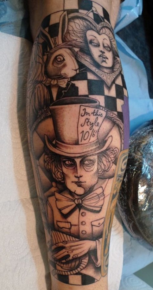 Grey Ink Joker 3d Tattoo On Leg