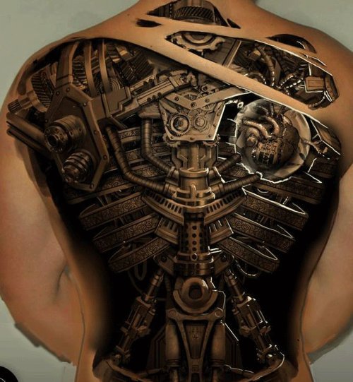 3D Tattoo On Man Back Body
