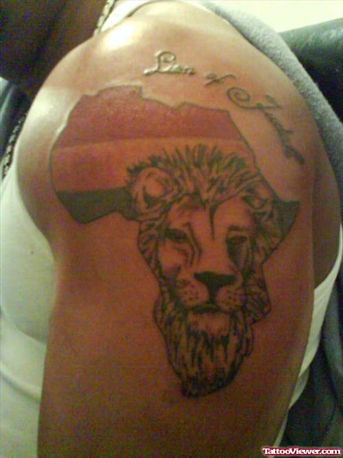 Beautiful African Flag And Lion Tattoo On Arm