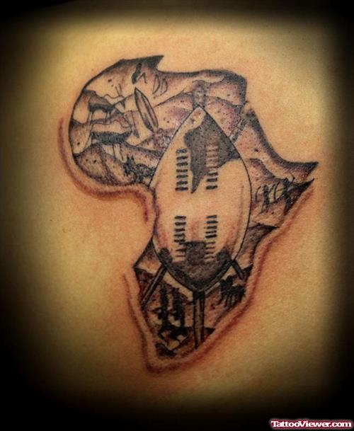 Awesome African Map Tattoo