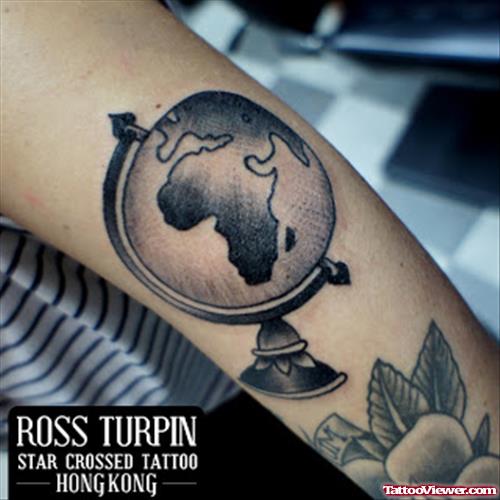 Globe And African Map Tattoo