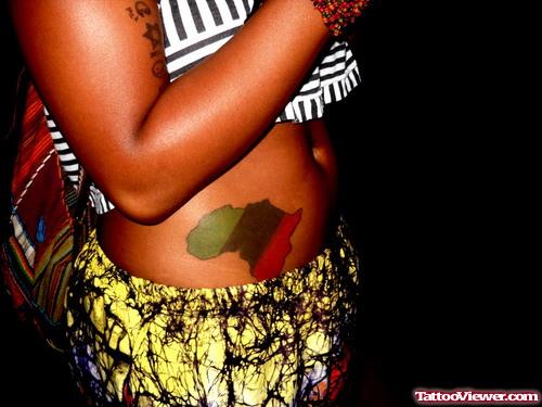 Colored African Map Tattoo On Hip