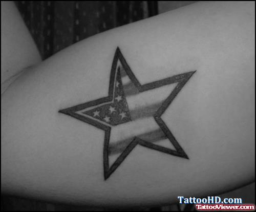African Star With Amrican Map Tattoo