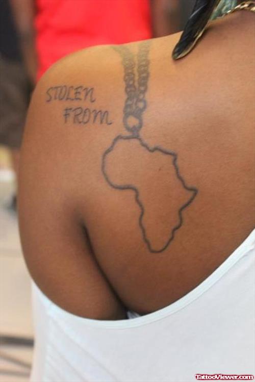 Cute African Outline Map Tattoo On Shoulder