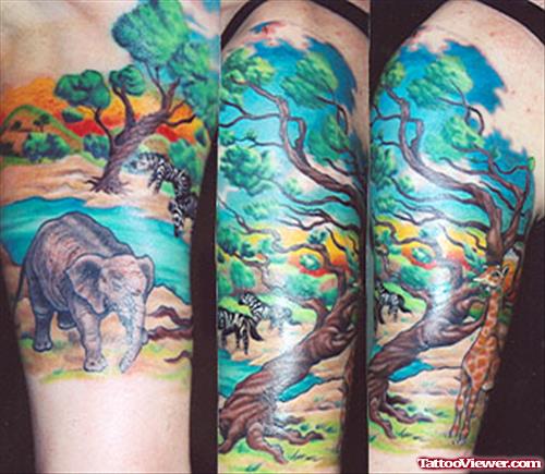 Colored African Tattoo On Sleeve