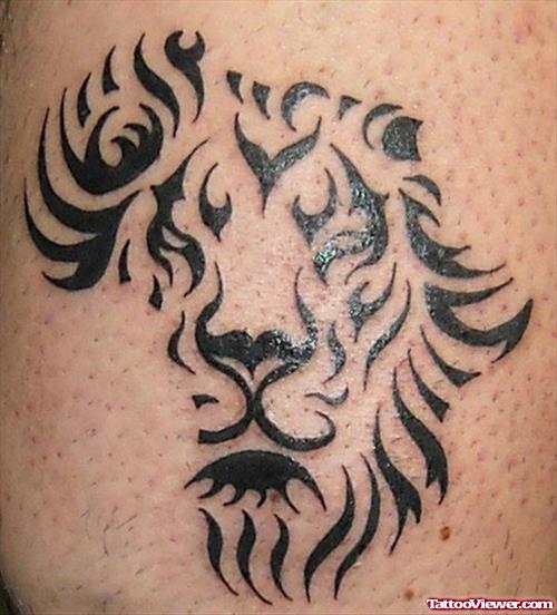 African Tribal Lion Head Tattoo