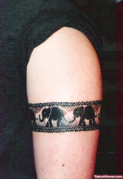 African Elephant Armband Tattoo