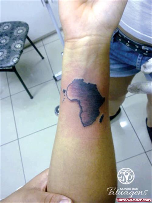 Small African Map Tattoo On Wrist