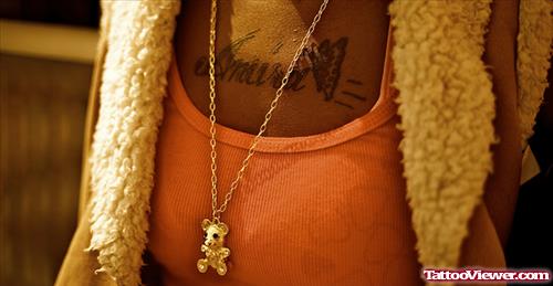 African Girl Chest Tattoo