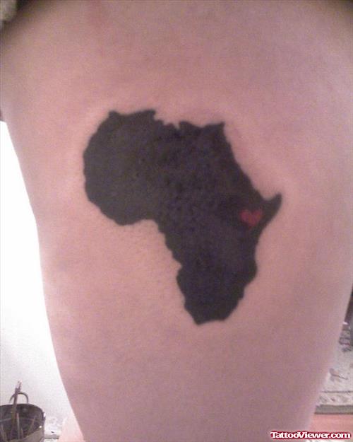 Small Black Ink African Map Tattoo