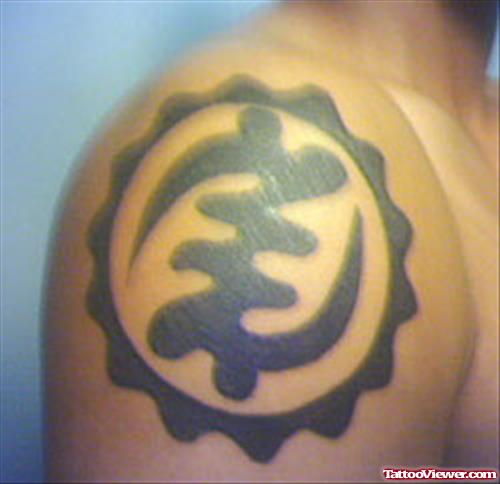 Nyameye African Symbol Tattoo On Shoulder