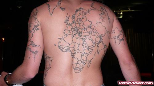 Back Body African Map Tattoo