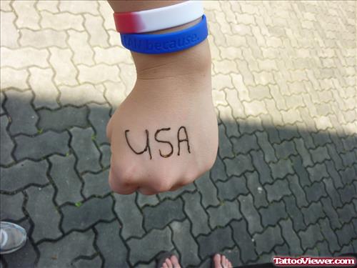 African USA Tattoo On Left Hand