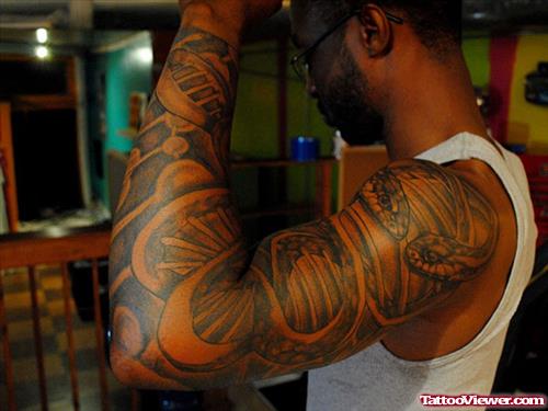 Attractive Left Sleeve African Tattoo