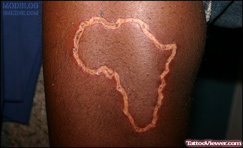 White Ink African Map Tattoo