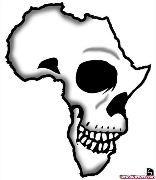 Skull And African Map Tattoo design