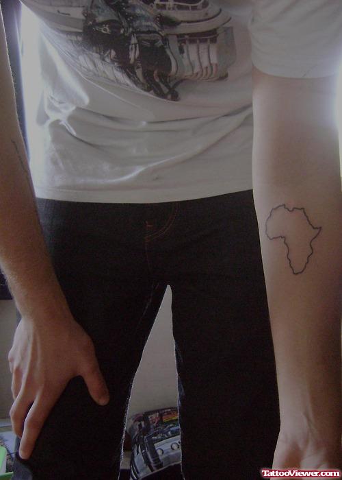 Outline African Map Tattoo On Left Forearm