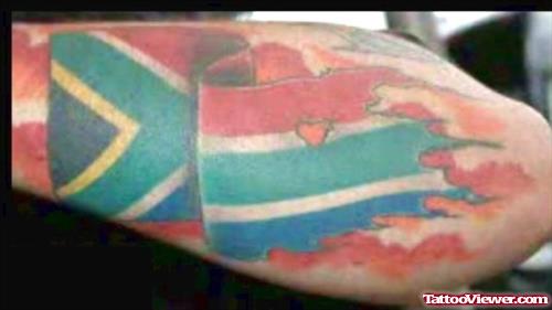 Colored African Flag Tattoo On Arm