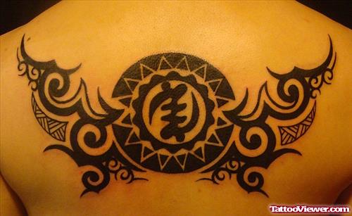 Andinkra Symbol And Tribal African Tattoo On Back
