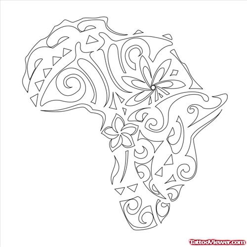 African Map Tribal Tattoo Design