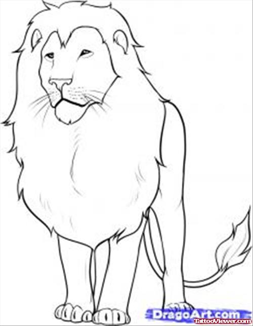 African Lion Outline Tattoo Design