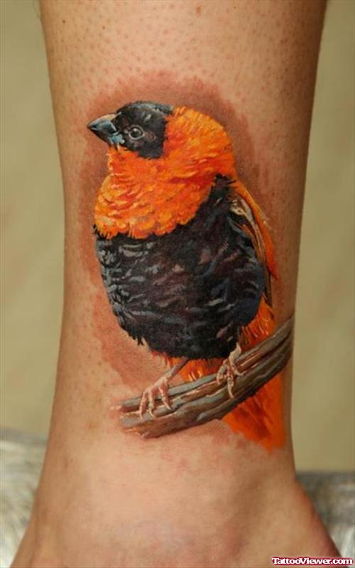 African Bird Colored Tattoo On Ankle