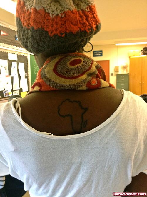 Upperback Africa Map Tattoo
