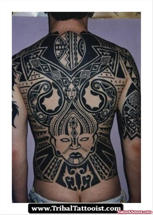 Tribal African Tattoo On Full Back