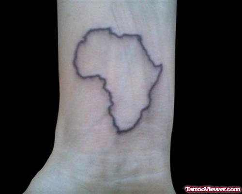 Outline African Map Tattoo On Wrist