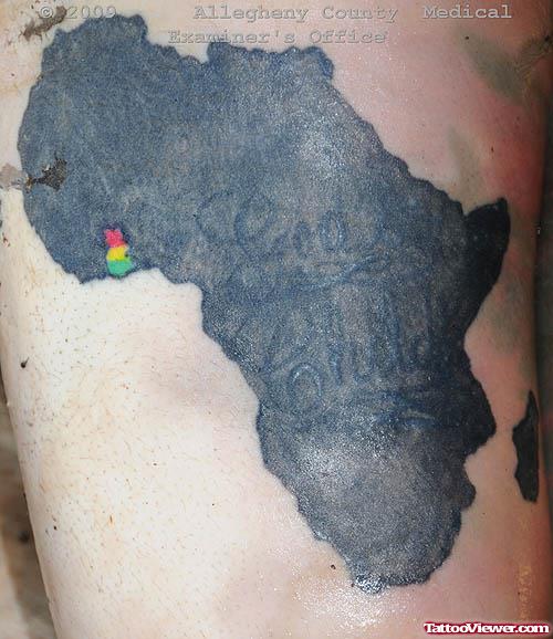 Black Ink African Map Tattoo