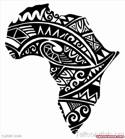 Black African Map Tattoo Design