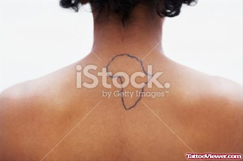 African Map Tattoo On Upperback