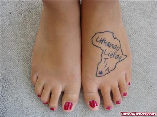 Girl Left Foot African Map Tattoo