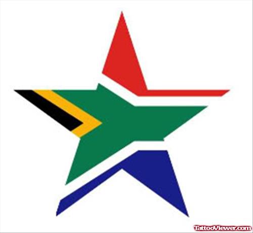 Colored African Flag Star Tattoo Design