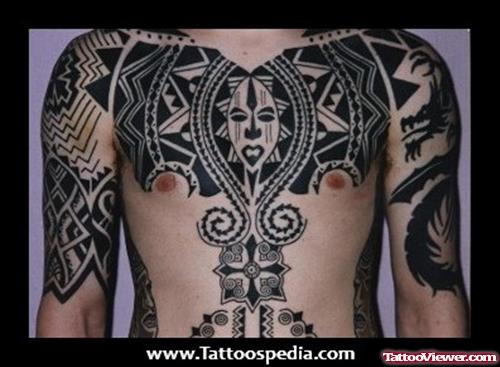African Tattoos On Chest And Sleeve