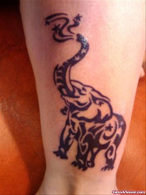African Elephant Tattoo On Leg