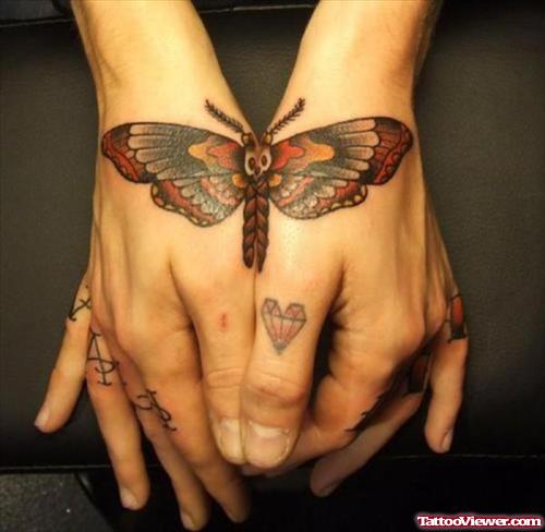 African Moth Tattoo On Hands