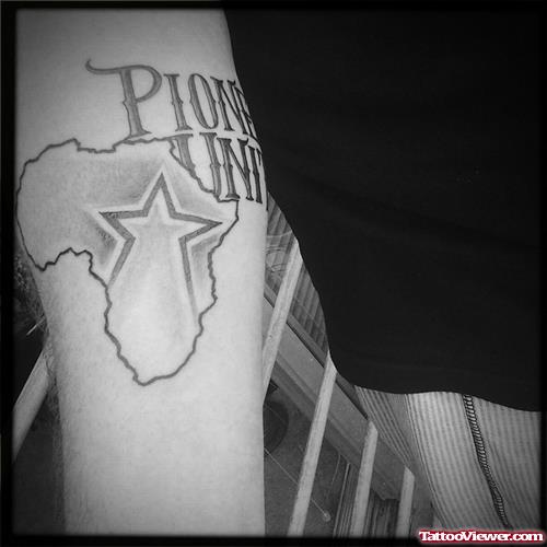African Map And Star Tattoo