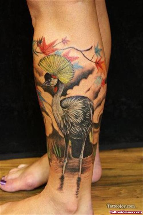 African Bird Tattoo On Girl Left Leg