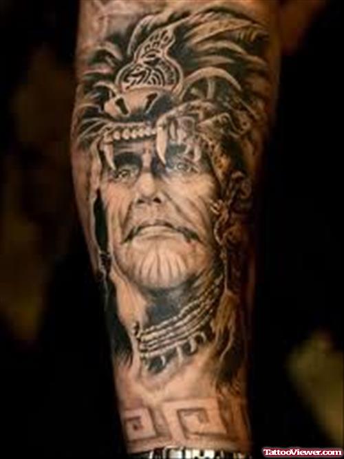 African Native Tattoo On Sleeve