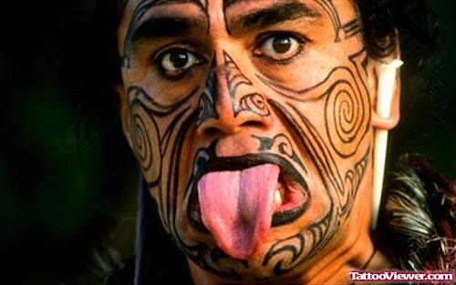 African Maori Tattoo On Face