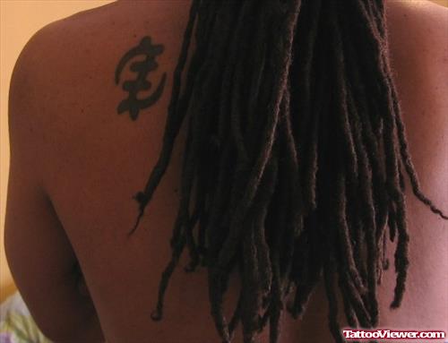 African Symbol Tattoo On Left Back Shoulder