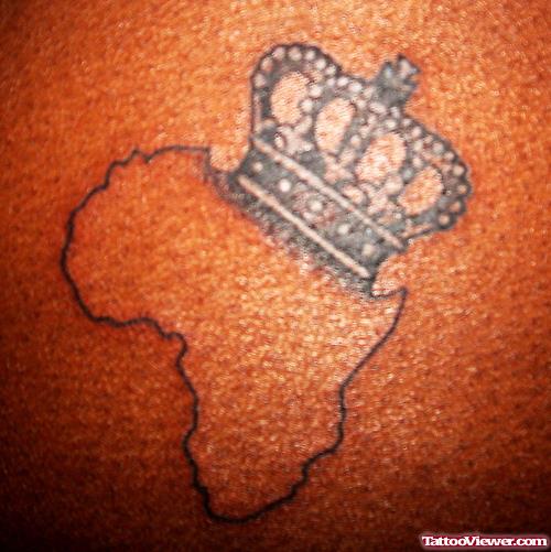 African Outline Map With Crown Tattoo