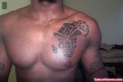 African Map Tattoo On Man Chest