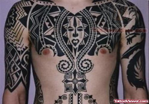 African Tattoo On Chest