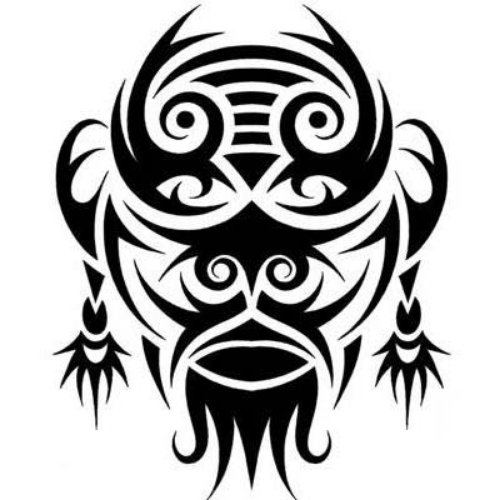 Tribal African Mask Tattoo