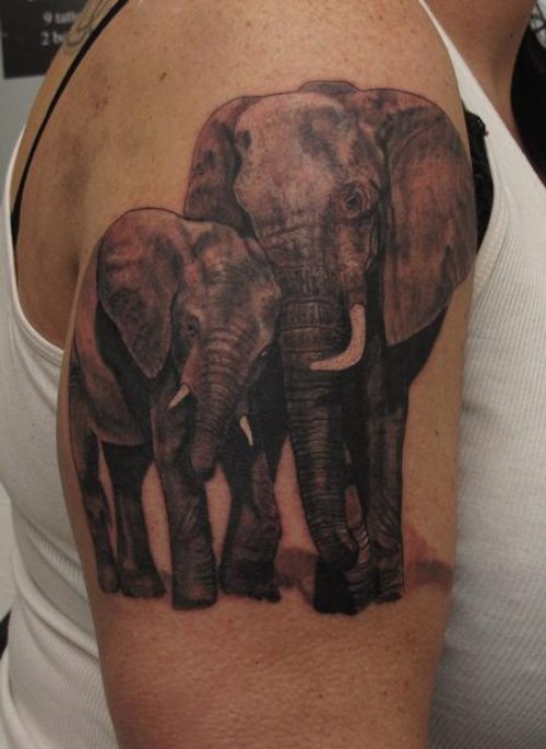 Elephant And Calf African Tattoo
