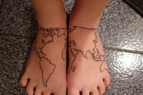 World African Map Tattoos On Feet