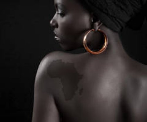Left Back Shoulder African Map Tattoo