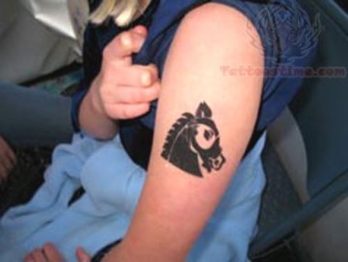 Horse Head Airbrush Tattoo On Bicep